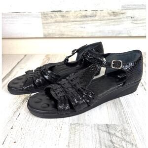 Elites by Walking Cradles Womens 9N Black Leather Comfort Sandal Spain